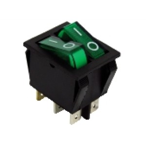 GBC 24.2510.10 - Switch with light (Green) ON-OFF Double - Bipolar 3 contacts 15A Switches